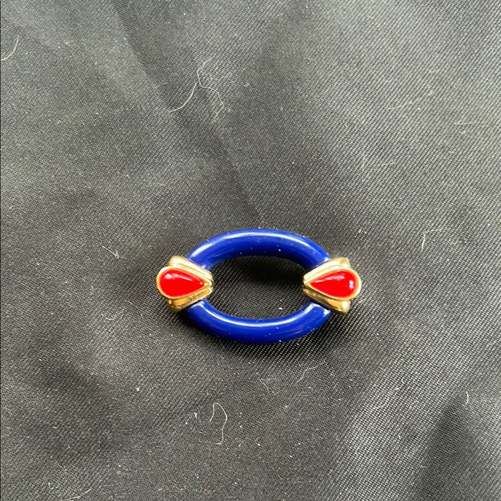 Gold-Trimmed Red and Blue Brooch